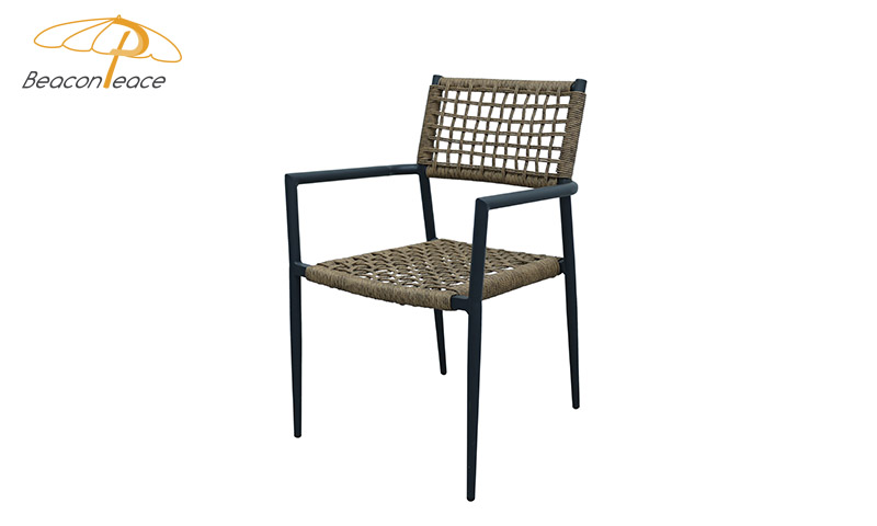 Model BP4087 Rustic Style Rope Woven Metal Outdoor Dining Chair